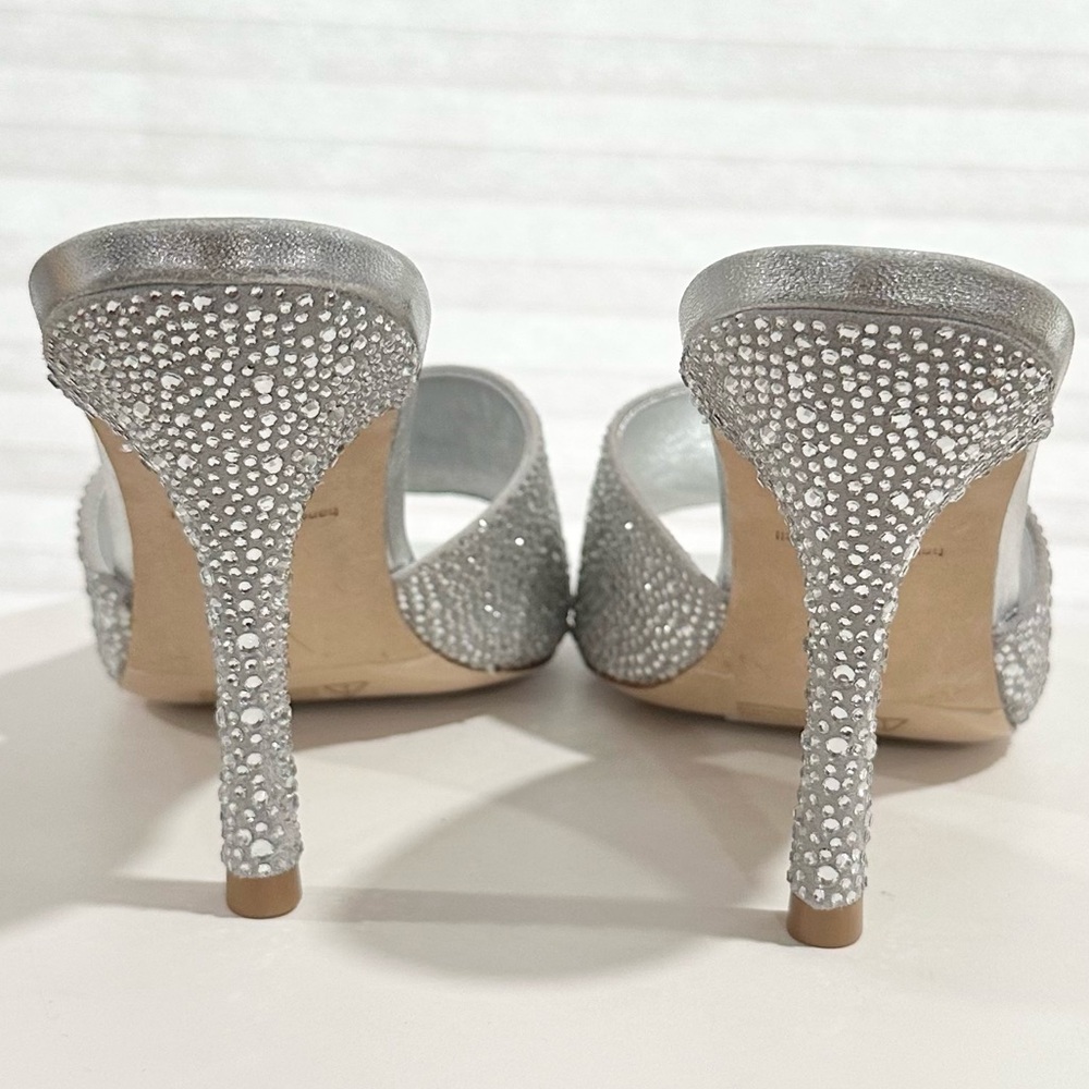 🌹LARROUDE🌹 Colette Crystal Mule In Gray Suede Size: 6.5 - Picture 8 of 13